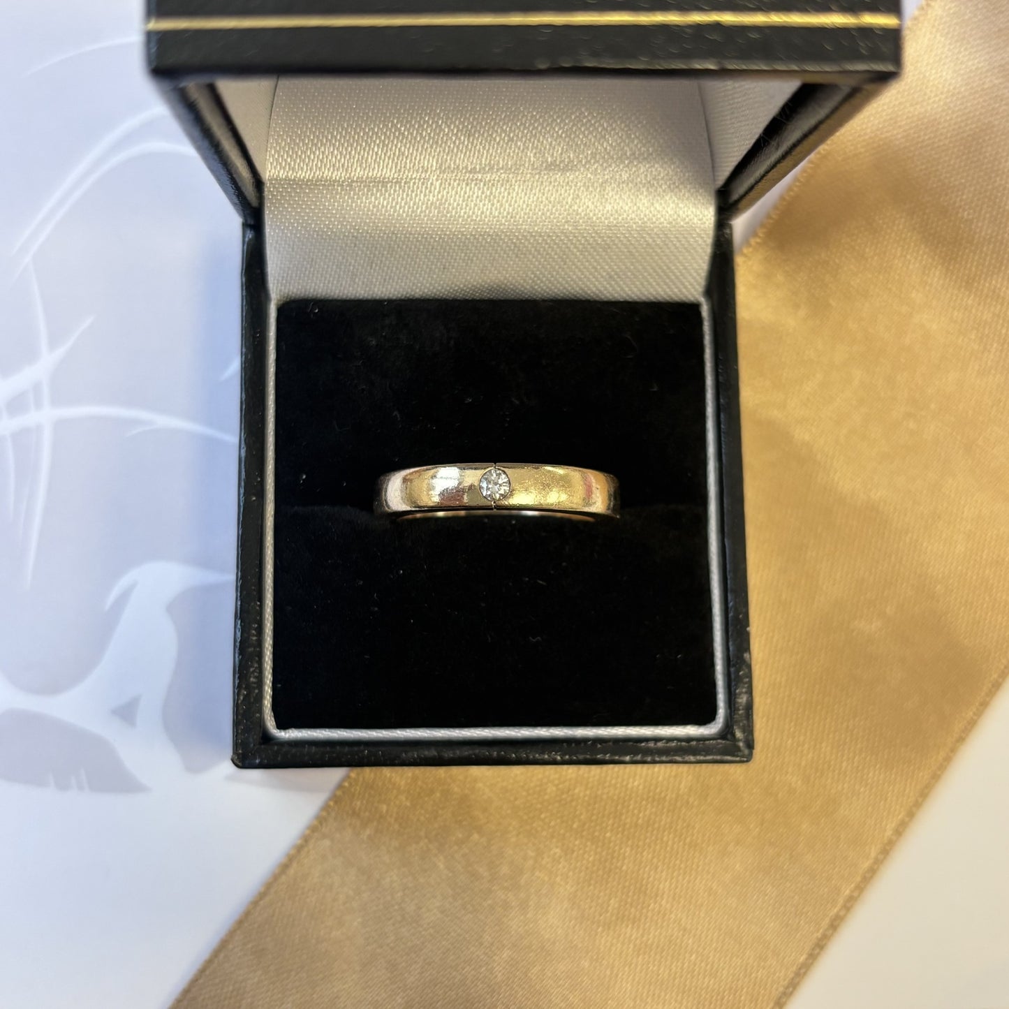 9ct Gold Single Diamond Flush Set Ring