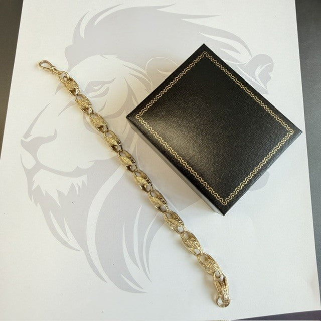 9ct Gold Tulip Bracelet Solid Gold Bracelet - 7.5 Inch