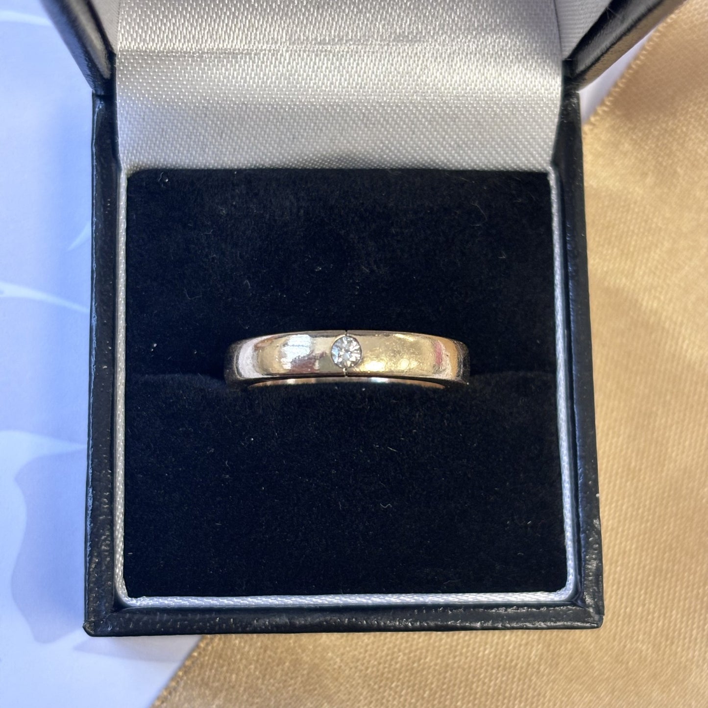 9ct Gold Single Diamond Flush Set Ring