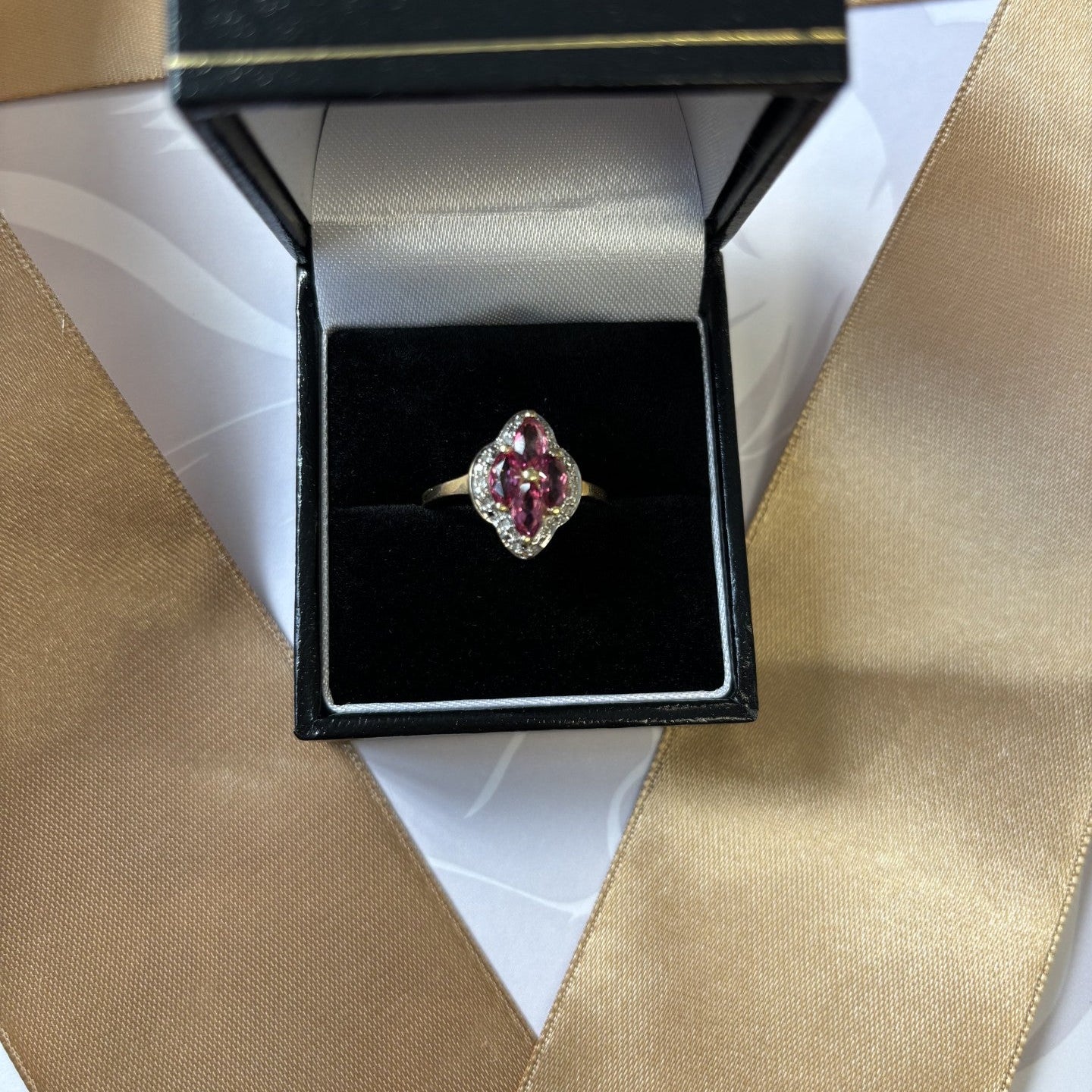 9ct Gold Pink Sapphire Diamond Ring