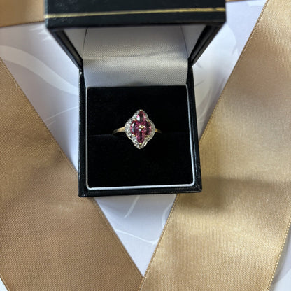9ct Gold Pink Sapphire Diamond Ring