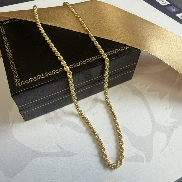 9ct Gold Rope Chain Solid Gold - 18 Inch