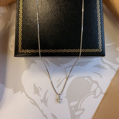 9ct White Gold Diamond Heart Pendant Necklace - 18 Inch