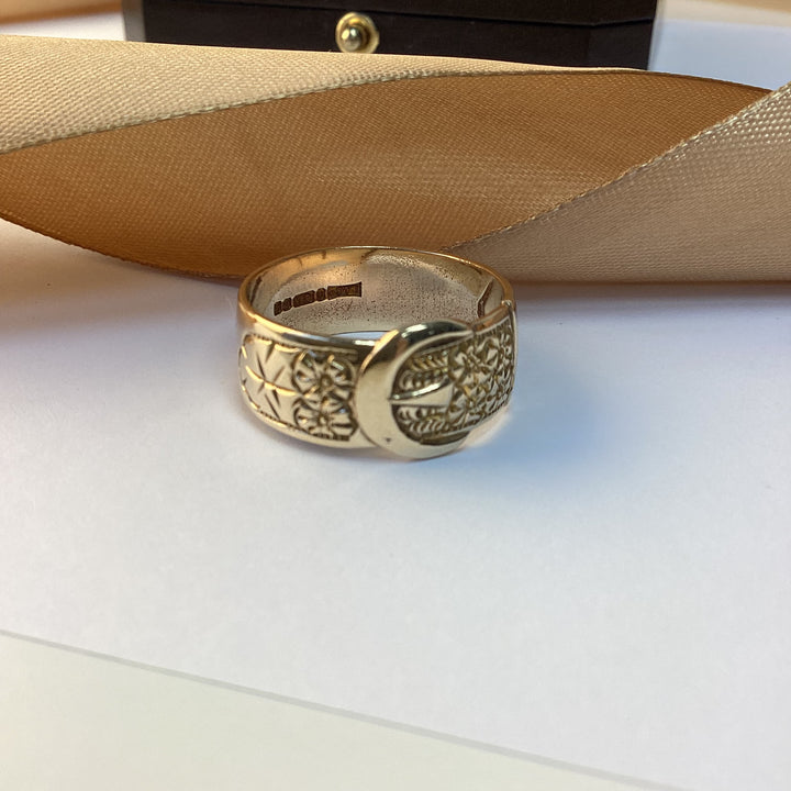 9ct Yellow Gold Buckle Ring Mans Ring