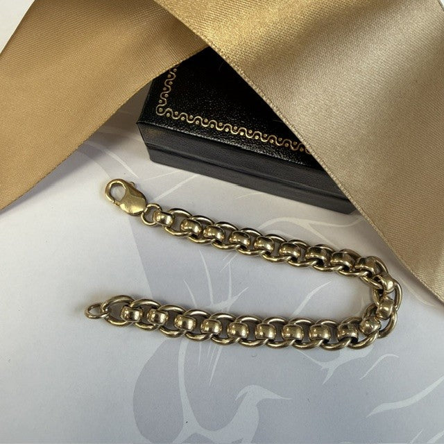 9ct Gold Rollerball Bracelet SOLID Man's Bracelet - 7.5 Inch