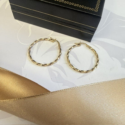 9ct Gold Twisted Hoop Creole Earrings