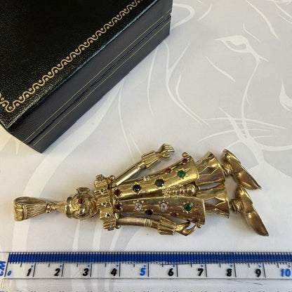 9ct Gold Extra Large Moveable Clown Pendant Solid Gold