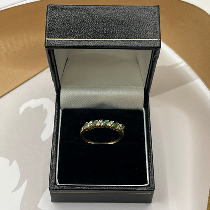 18ct Yellow Gold Emerald and Diamond Half Eternity Ring