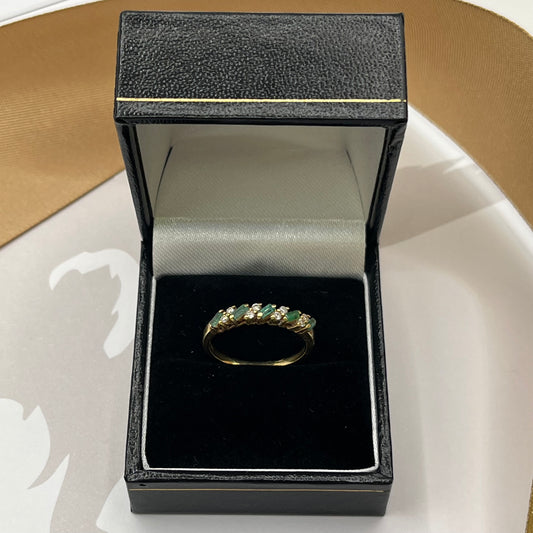 18ct Yellow Gold Emerald and Diamond Half Eternity Ring