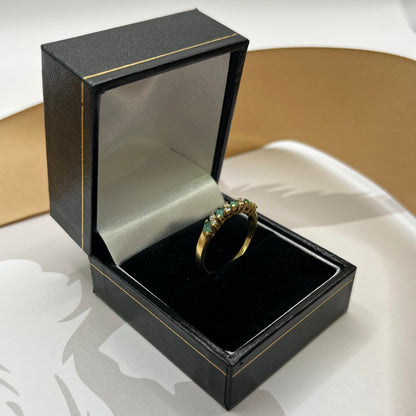 18ct Yellow Gold Emerald and Diamond Half Eternity Ring – view 2