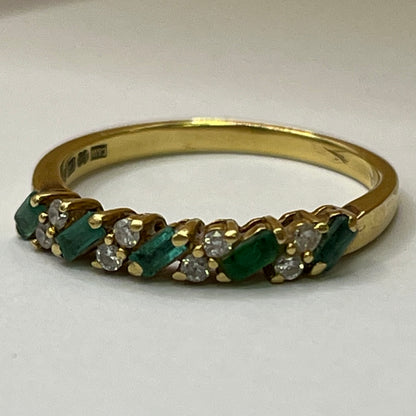 18ct Yellow Gold Emerald and Diamond Half Eternity Ring – view 4