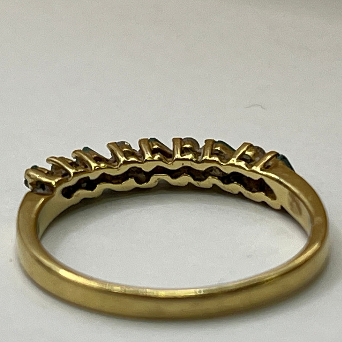 18ct Yellow Gold Emerald and Diamond Half Eternity Ring – view 6