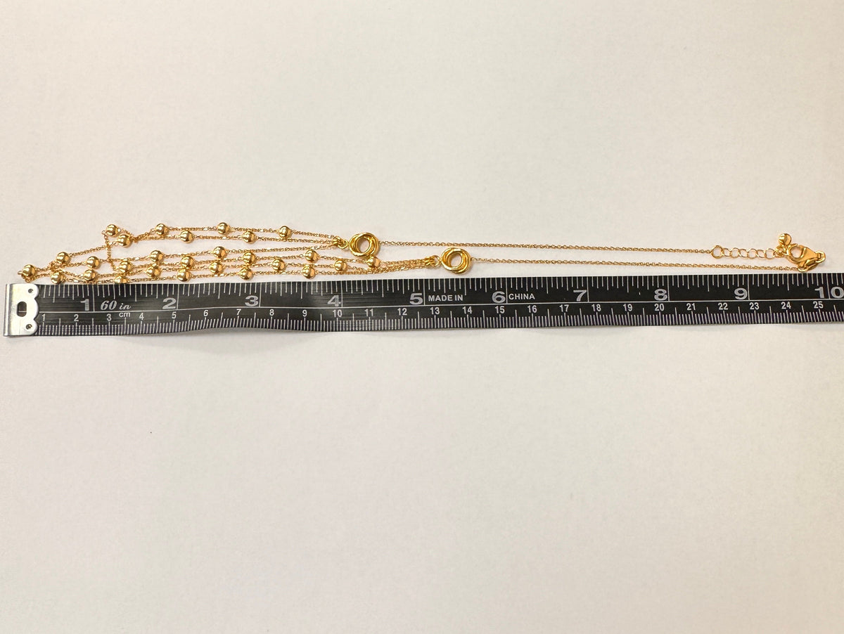 18ct Yellow Gold Triple-Strand Beaded Necklace - 18 Inch – view 5