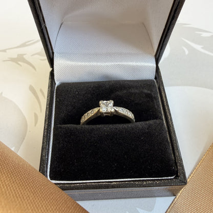 9ct White Gold Princess-Cut Diamond Ring
