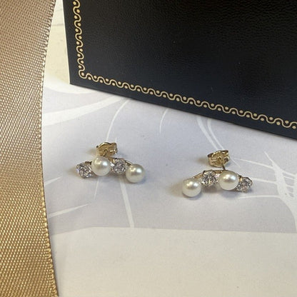 9ct Gold Pearl Drop Stud Earrings