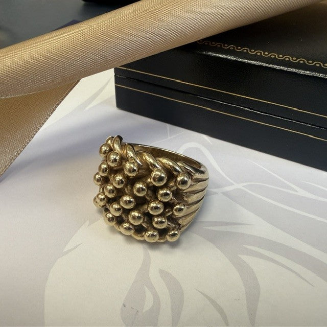 9ct Gold Men's Keeper Ring 5 Row Solid Gold