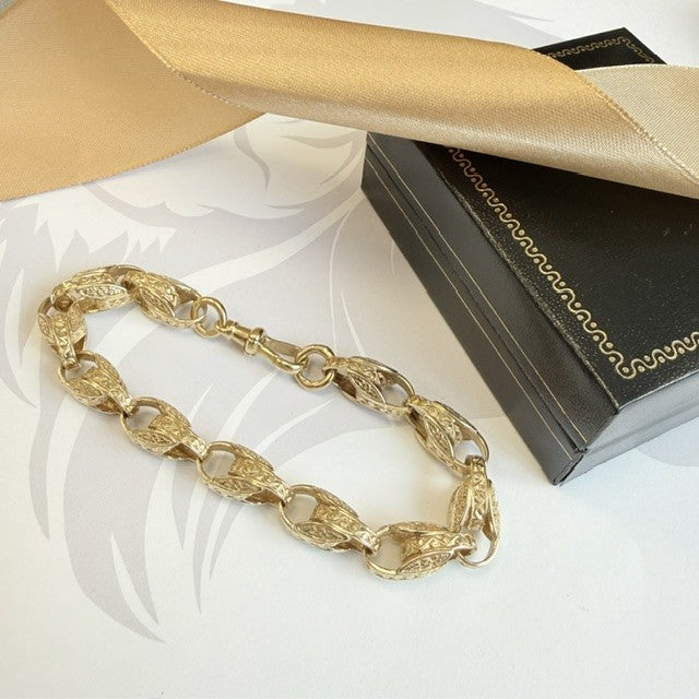 9ct Gold Tulip Bracelet Solid Gold Bracelet - 7.5 Inch