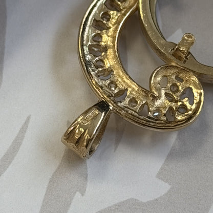 9ct Gold CZ Half Sovereign Pendant Mount