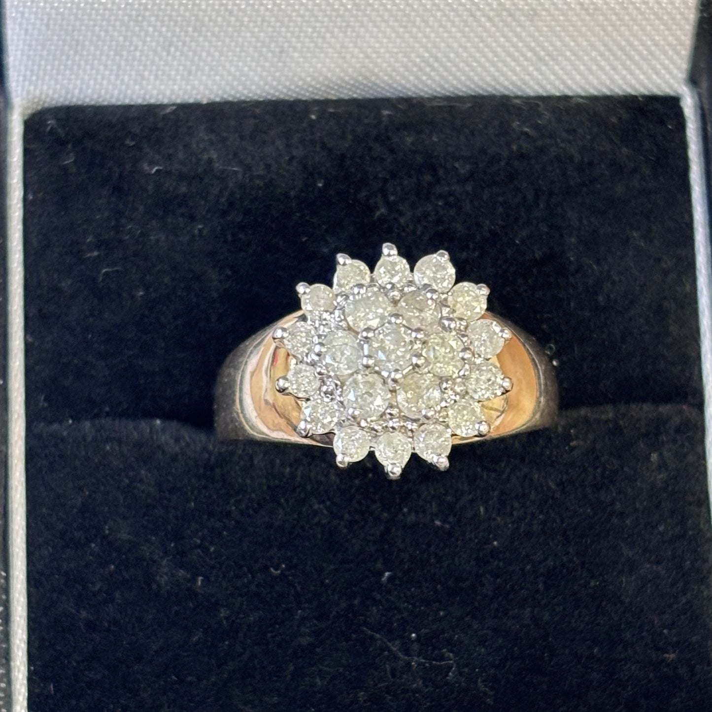9ct Yellow Gold Diamond Cluster Ring
