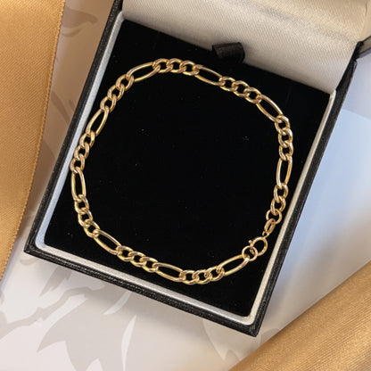 9ct Yellow Gold Figaro Bracelet