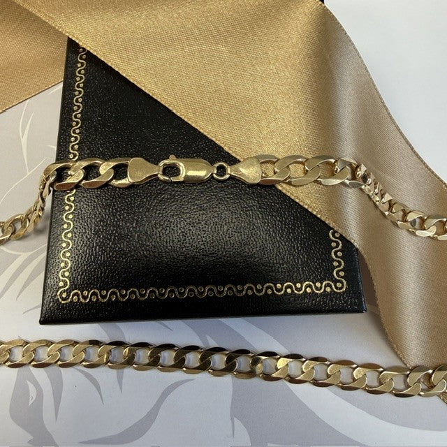 9ct Gold Curb Chain Solid Gold Men's Curb - 21 Inch