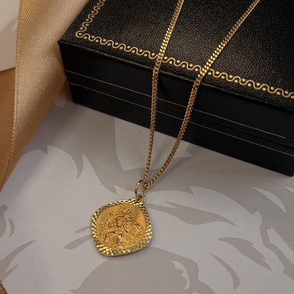 9ct Yellow Gold St Christopher Pendant Necklace - 18 Inch