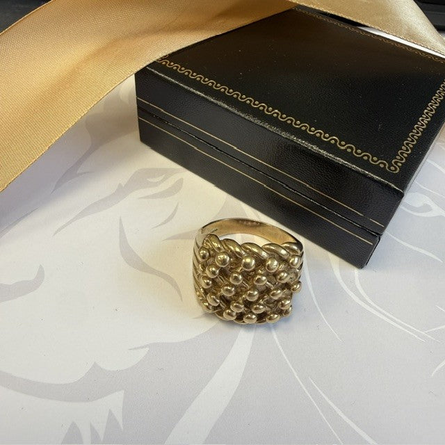 9ct Gold Gents 5 Row Keeper Ring Solid Gold