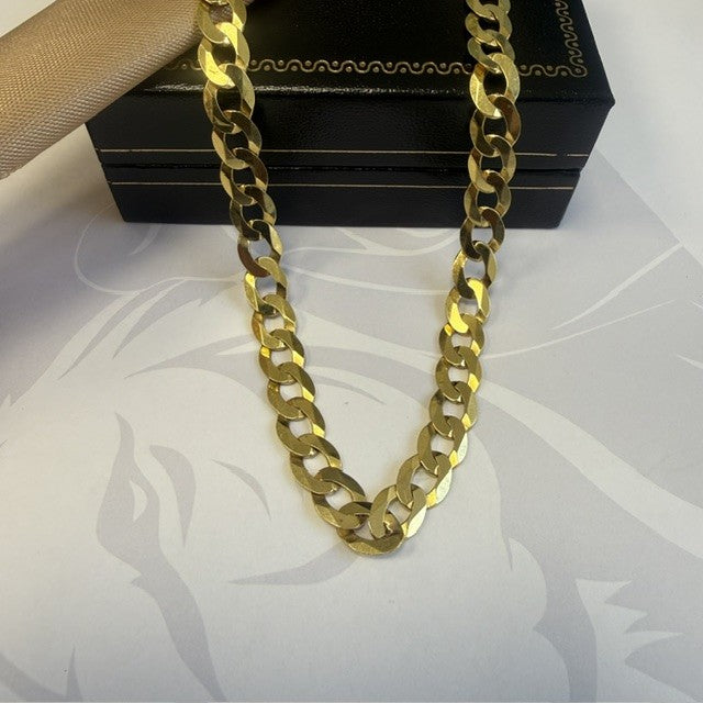 9ct Gold Man's Curb Chain Solid Gold - 20 Inch