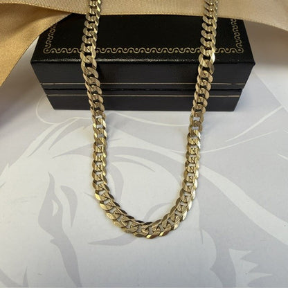 9ct Gold Diamond Cut Curb Chain Solid Gold - 18 Inch