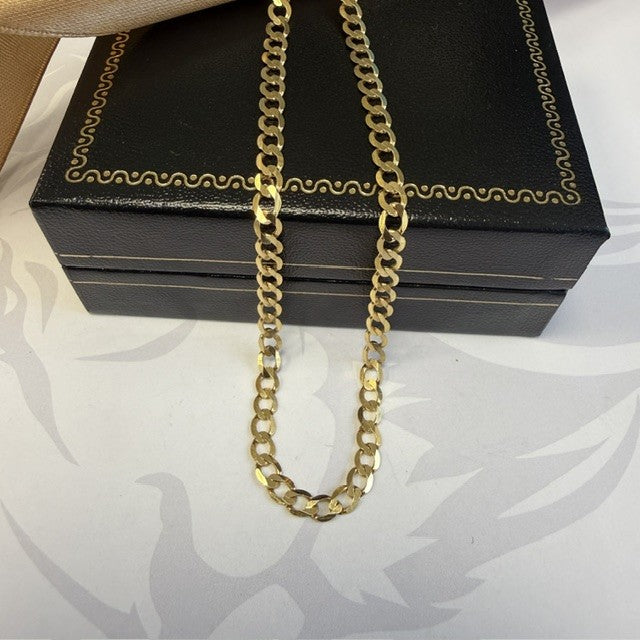 9ct Curb Chain Solid Gold Curb Necklace - 18 Inch