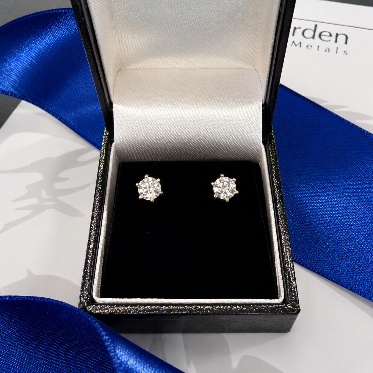 18ct White Gold 1.00ct Diamond Stud Earrings – G/SI Round Brilliant Solitaire Earrings