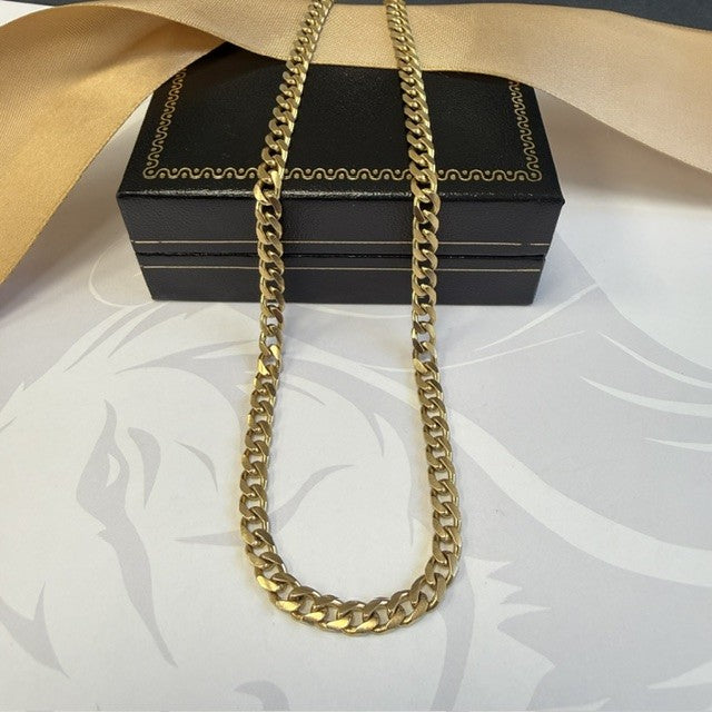 9ct Gold Cuban Chain Man's Solid Gold Chain - 18 Inch