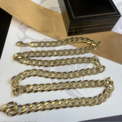 9ct Yellow Gold Curb Chain Solid Gold Curb Necklace - 28 Inch