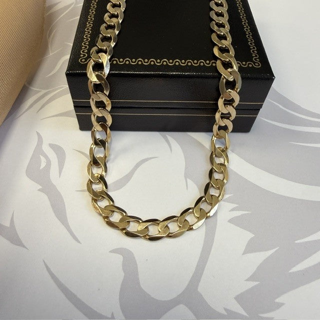 9ct Gold Curb Chain Solid Gold Men's Curb - 21 Inch