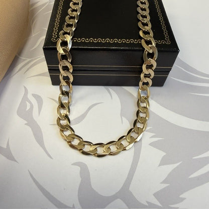 9ct Gold Curb Chain Solid Gold Men's Curb - 21 Inch