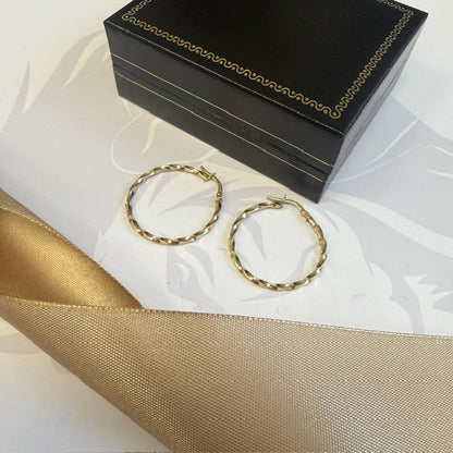 9ct Gold Twisted Hoop Creole Earrings