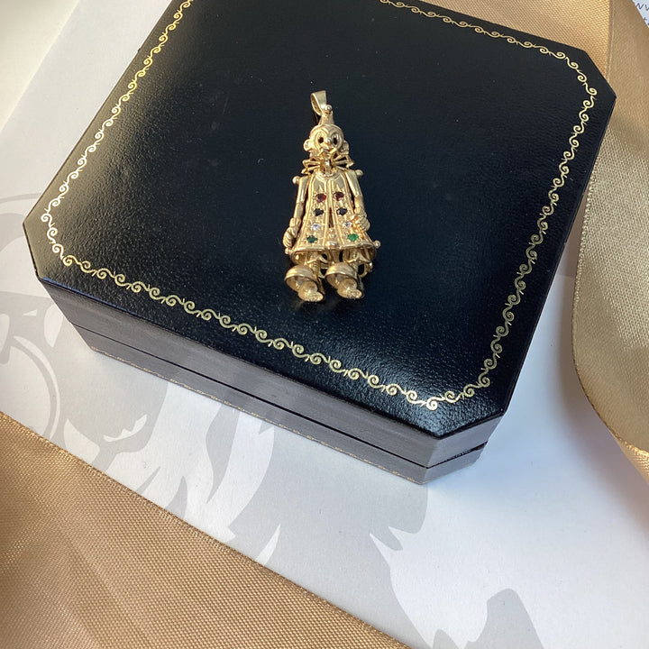 9ct Yellow Gold Moveable Clown Pendant