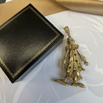 9ct Gold Extra Large Moveable Clown Pendant Solid Gold