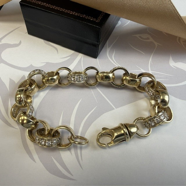 9ct Gold Heavy Gents Belcher Bracelet - 9.5 Inch