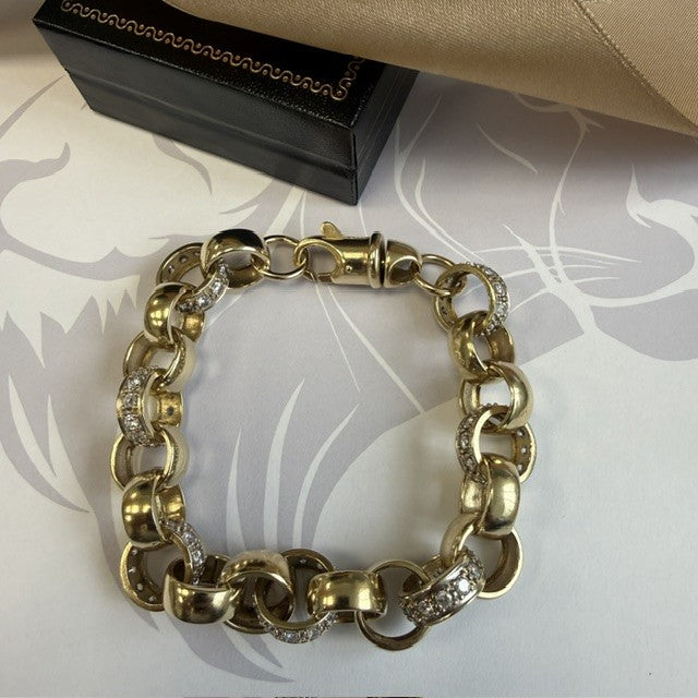 9ct Gold Heavy Gents Belcher Bracelet - 9.5 Inch