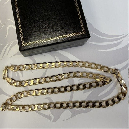 9ct Gold Curb Chain Solid Gold Men's Curb - 21 Inch