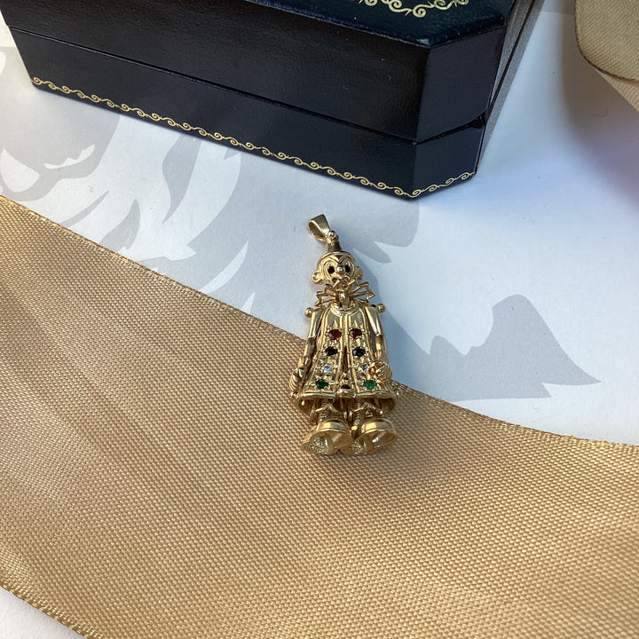 9ct Yellow Gold Moveable Clown Pendant