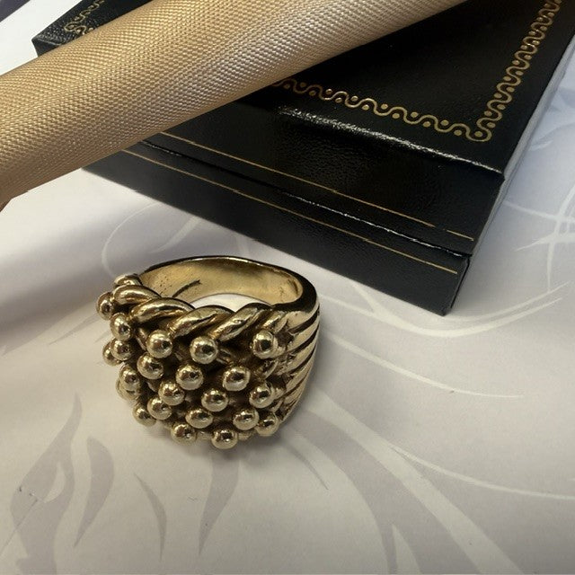 9ct Gold Men's Keeper Ring 5 Row Solid Gold