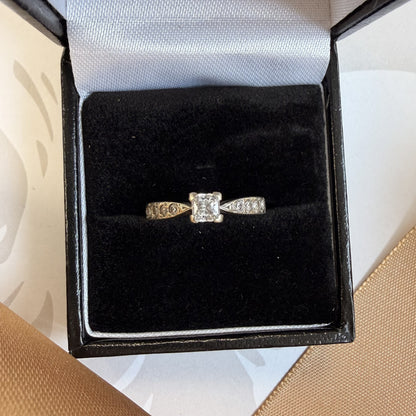 9ct White Gold Princess-Cut Diamond Ring