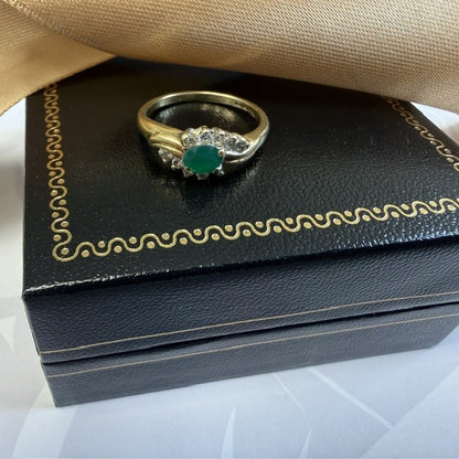 9ct Emerald and Diamond Dress Ring
