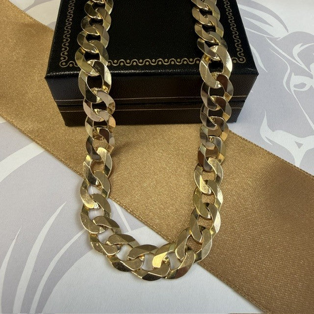 9ct Yellow Gold Curb Chain Solid Gold - 18 Inch