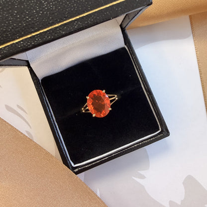 9ct Yellow Gold Fire Opal Solitaire Ring