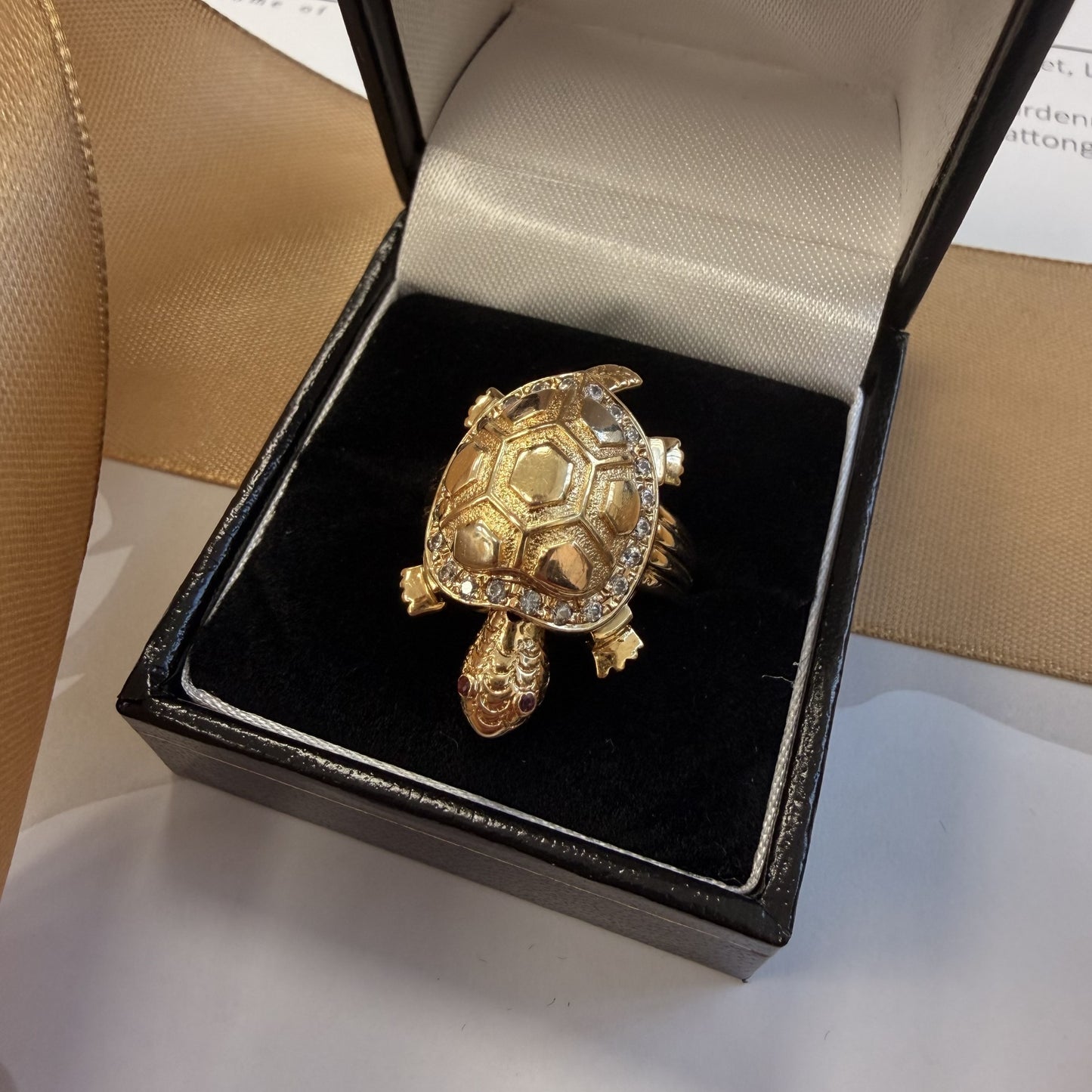 9ct Yellow Gold Diamond Turtle Ring