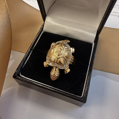 9ct Yellow Gold Diamond Turtle Ring