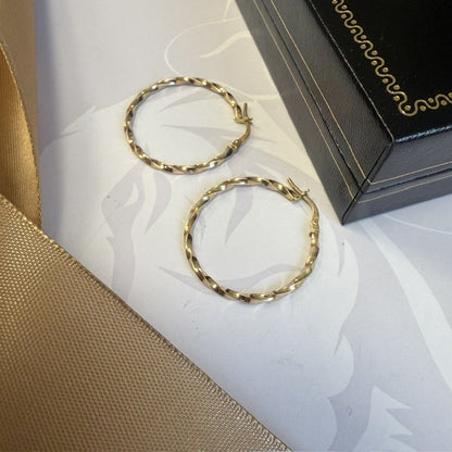 9ct Gold Twisted Hoop Creole Earrings